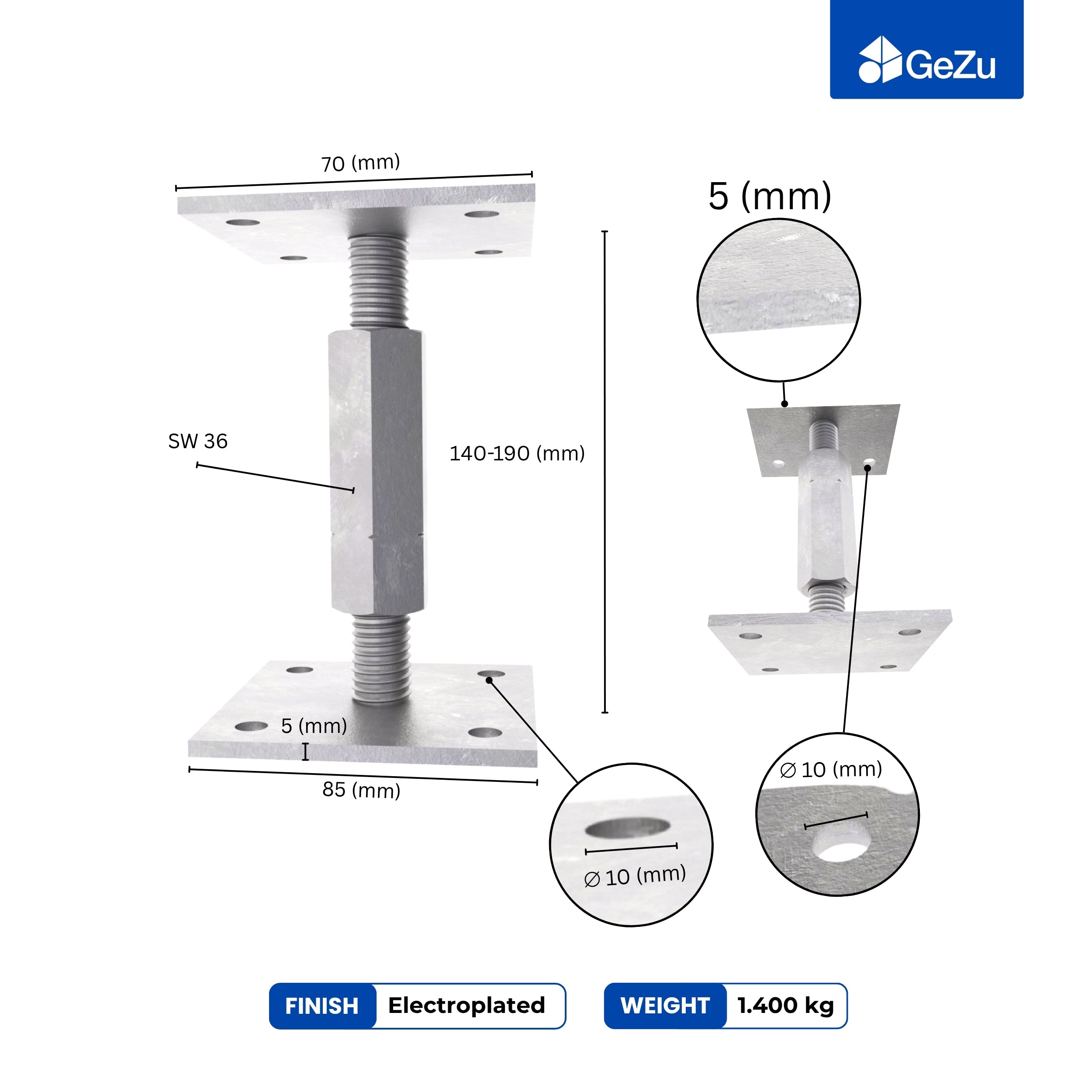 Bolt Down Elevated Adjustable Post Base
