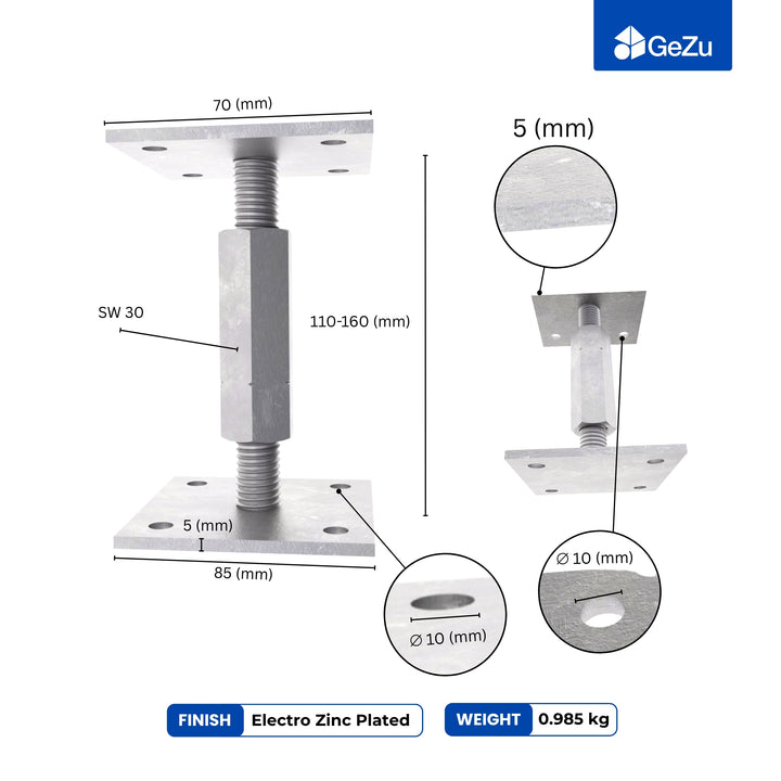 Suporte de Poste Ajustável para Aparafusar | Base Regulável em Altura Bundle