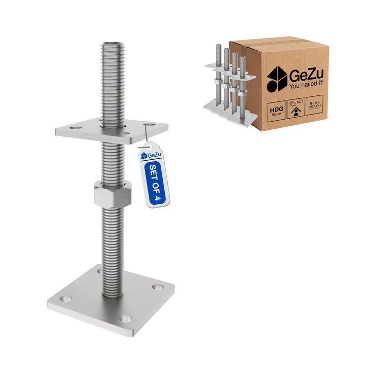 Height Adjustable Bolt Down Post Support, Post Base Bundle