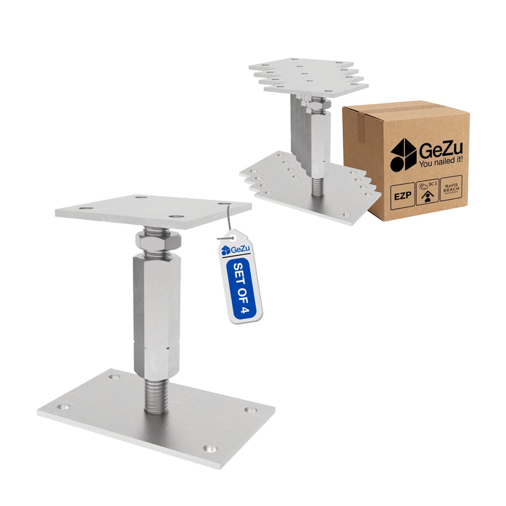 Suporte de Poste Ajustável com Porca para Aparafusar | Base Regulável em Altura Bundle