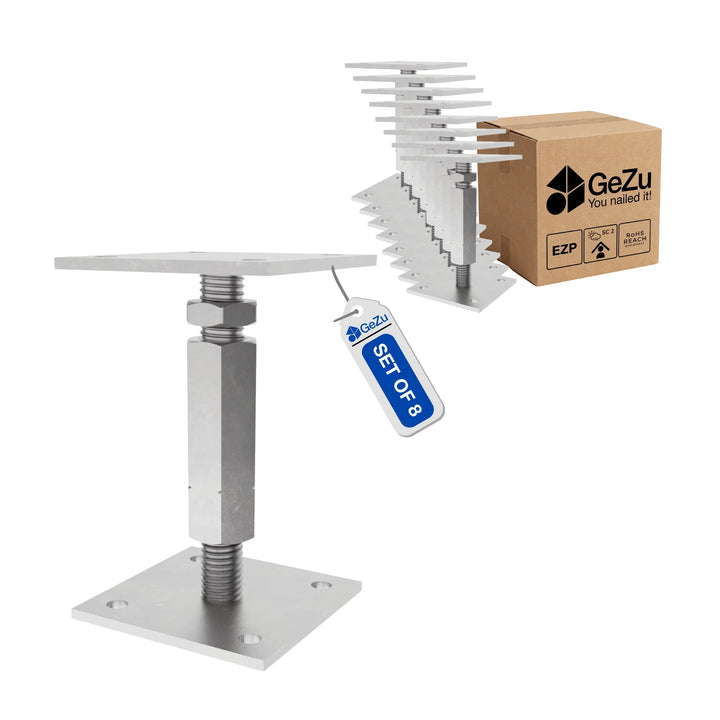 Suporte de Poste Ajustável com Porca para Aparafusar | Base Regulável em Altura Bundle