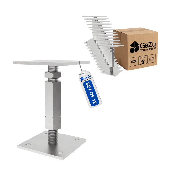 Suporte de Poste Ajustável com Porca para Aparafusar | Base Regulável em Altura Bundle