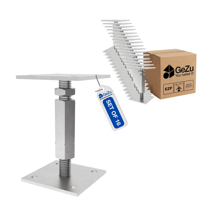 Suporte de Poste Ajustável com Porca para Aparafusar | Base Regulável em Altura Bundle