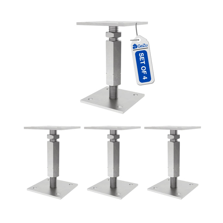 Bolt Down Elevated Adjustable Post Base With Nut Bundle
