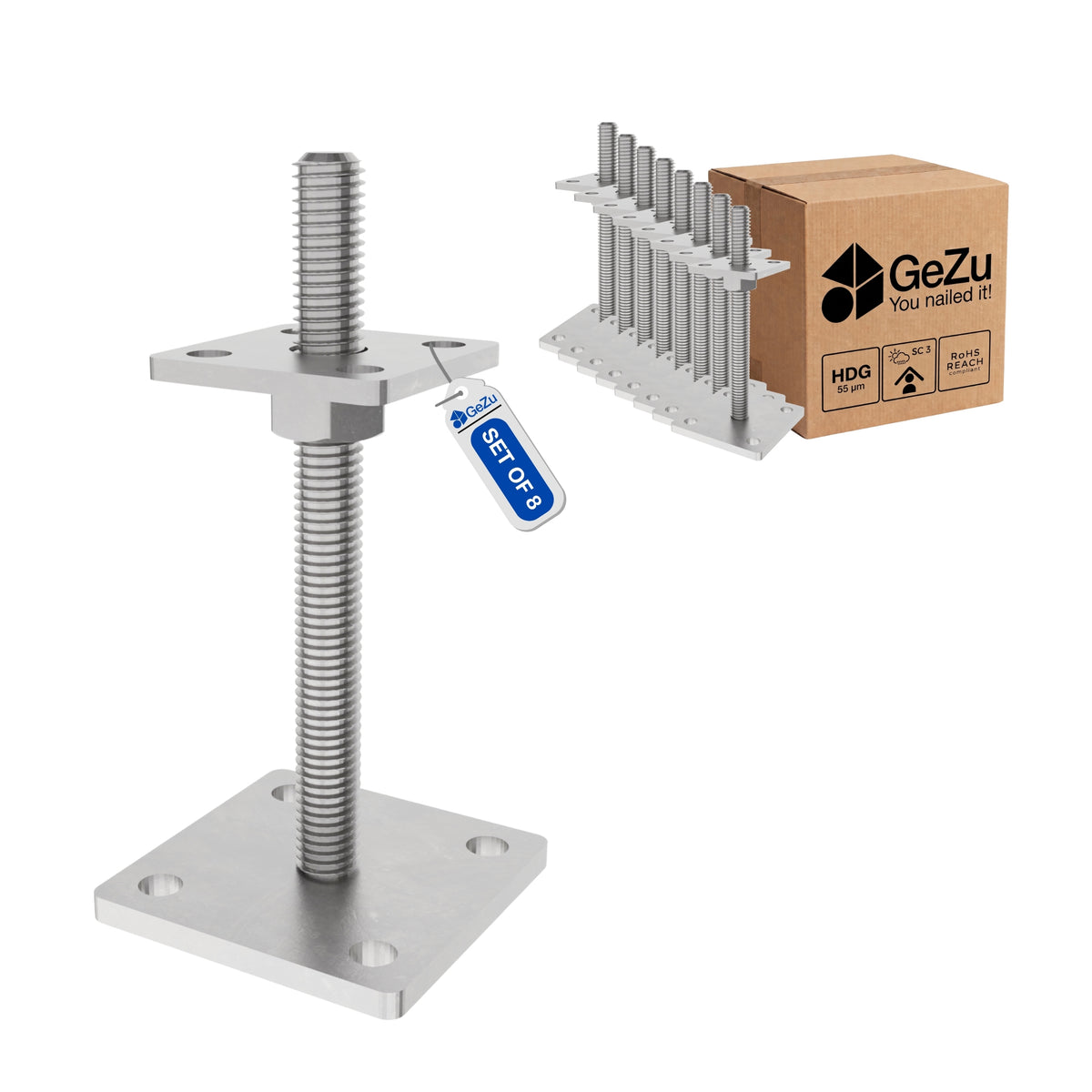 Suporte de Poste Ajustável em Altura para Aparafusar | Base de Poste Bundle