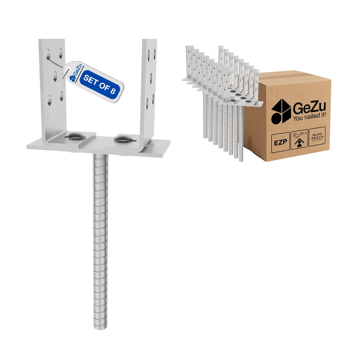 Suporte U para Betão Largura Ajustável 0-160 mm | Base de Poste com Vareta TMT Bundle