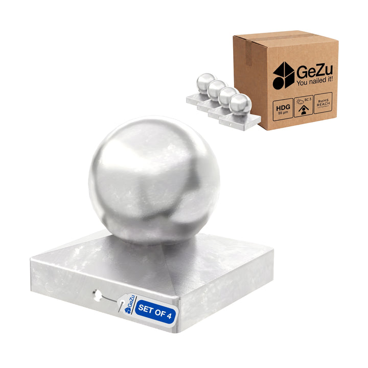 Chapéu de Poste Quadrado com Esfera | Proteção Decorativa para Poste Bundle