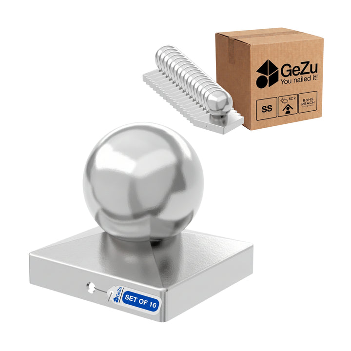 Chapéu de Poste Quadrado com Esfera | Proteção Decorativa para Poste Bundle