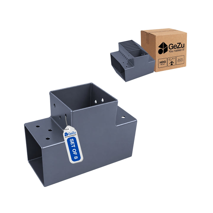 Pergolakiinnitin T-Muoto 71x71 mm Musta Jauhemaalattu | 3-Suuntainen Tolppaliitin Bundle