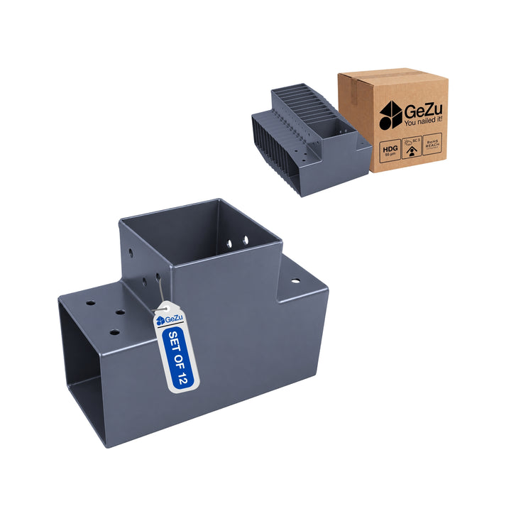 Pergolakiinnitin T-Muoto 71x71 mm Musta Jauhemaalattu | 3-Suuntainen Tolppaliitin Bundle