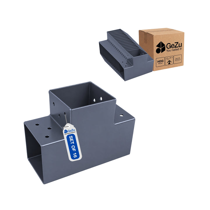 Pergolakiinnitin T-Muoto 71x71 mm Musta Jauhemaalattu | 3-Suuntainen Tolppaliitin Bundle