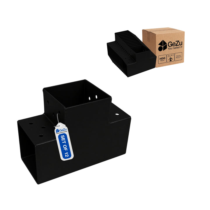 Pergolakiinnitin T-Muoto 71x71 mm Musta Jauhemaalattu | 3-Suuntainen Tolppaliitin Bundle