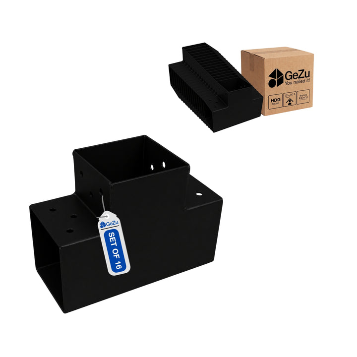 Pergolakiinnitin T-Muoto 71x71 mm Musta Jauhemaalattu | 3-Suuntainen Tolppaliitin Bundle
