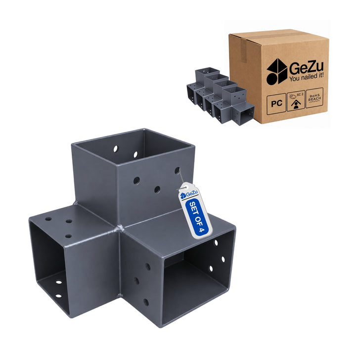Conector para Pérgula em Y 71x71 mm Galvanizado a Quente | Ligação de Poste 3 Vias Bundle