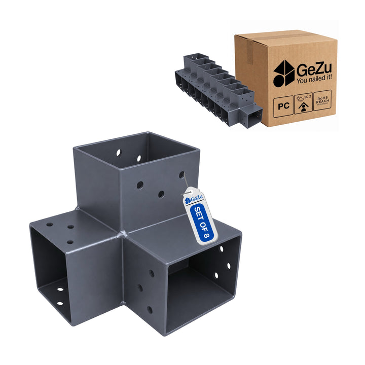 Conector para Pérgula em Y 71x71 mm Galvanizado a Quente | Ligação de Poste 3 Vias Bundle
