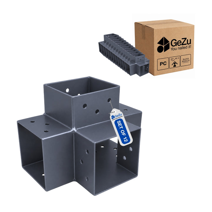 Conector para Pérgula em X 71x71 mm Galvanizado a Quente | Ligação de Poste 4 Vias Bundle