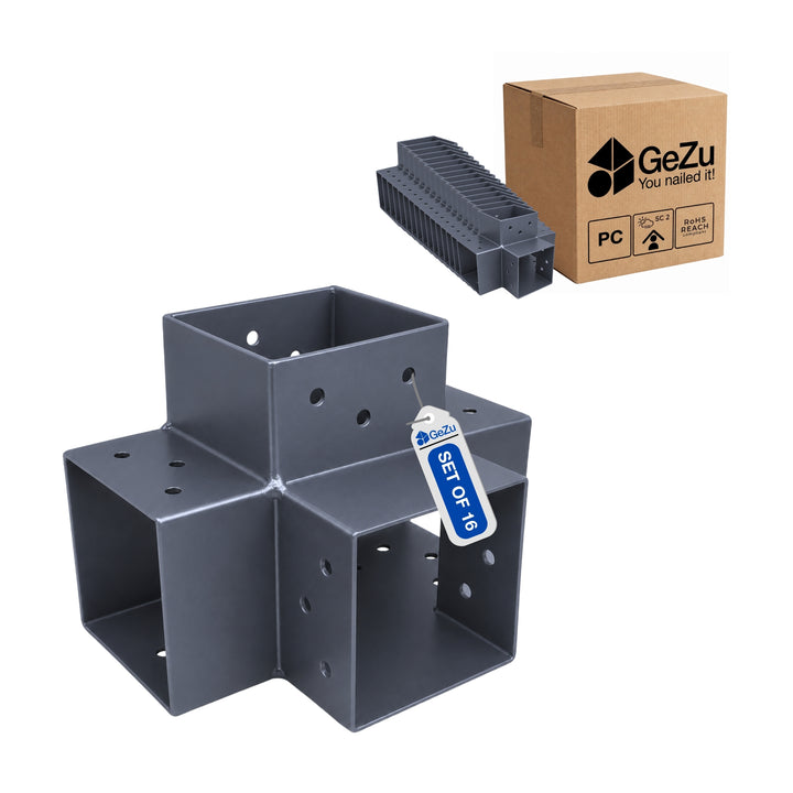 Conector para Pérgula em X 71x71 mm Galvanizado a Quente | Ligação de Poste 4 Vias Bundle