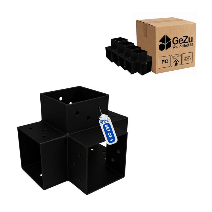 Conector para Pérgula em X 71x71 mm Galvanizado a Quente | Ligação de Poste 4 Vias Bundle
