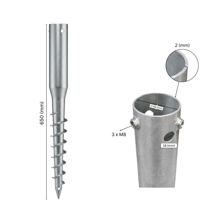 Supporto per Pali con Ibeam Tondo a Spirale