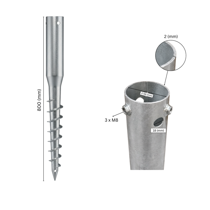 Supporto per Pali con Ibeam Tondo a Spirale