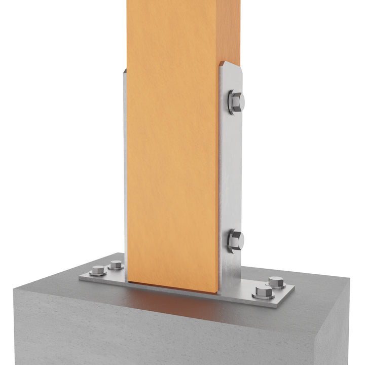 Bolt down u post support bracket installation