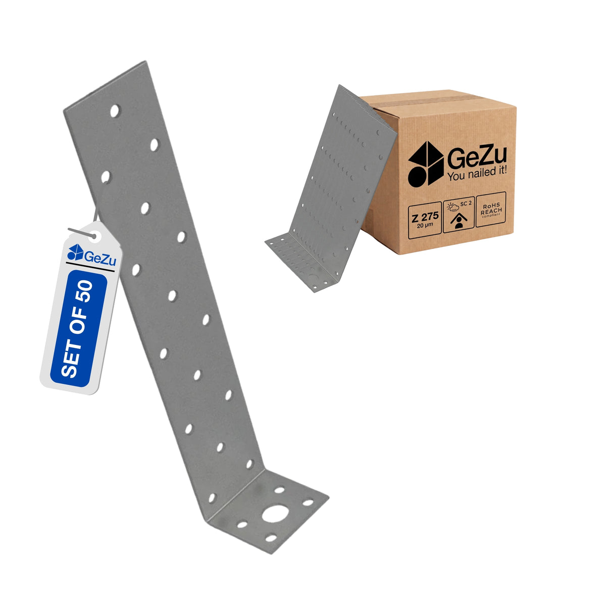 Flat steel concrete anchor - 260 x 40 x 40 x 2 mm - Gezu Impex