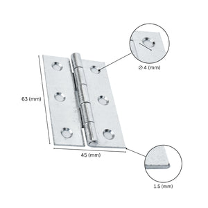 butt hinge with labeled dimensions.