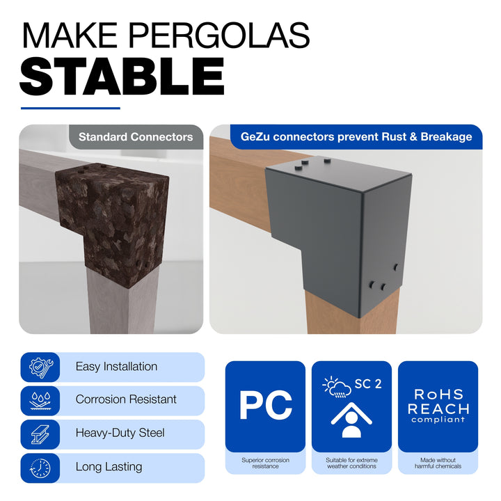 2-vejs stolpebeslag L-form | Pergola hjørnebeslag