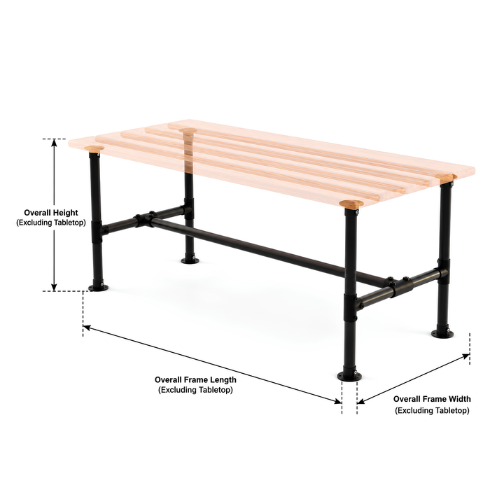 Kit de estructura de mesa – 42 cm, negro con abrazadera en T larga