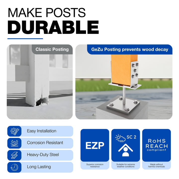Bolt Down U Post Support Holder | Width Adjustable