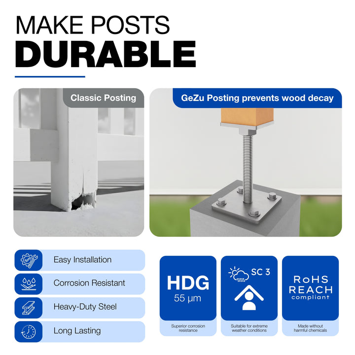 Height Adjustable Bolt Down Post Support | Post Base