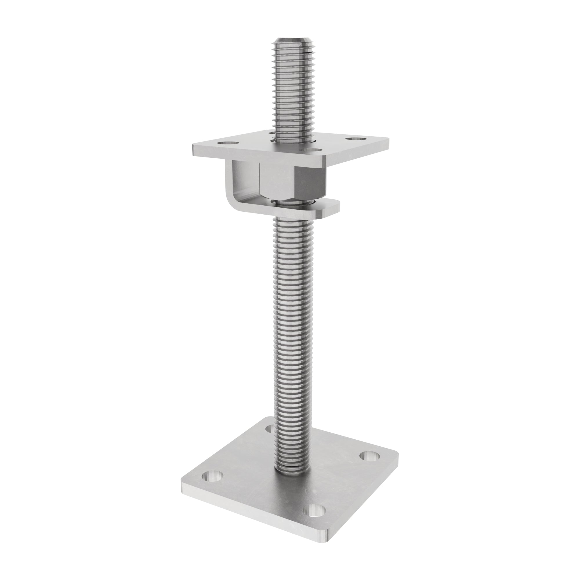 Bolt down height adjustable post support with hook