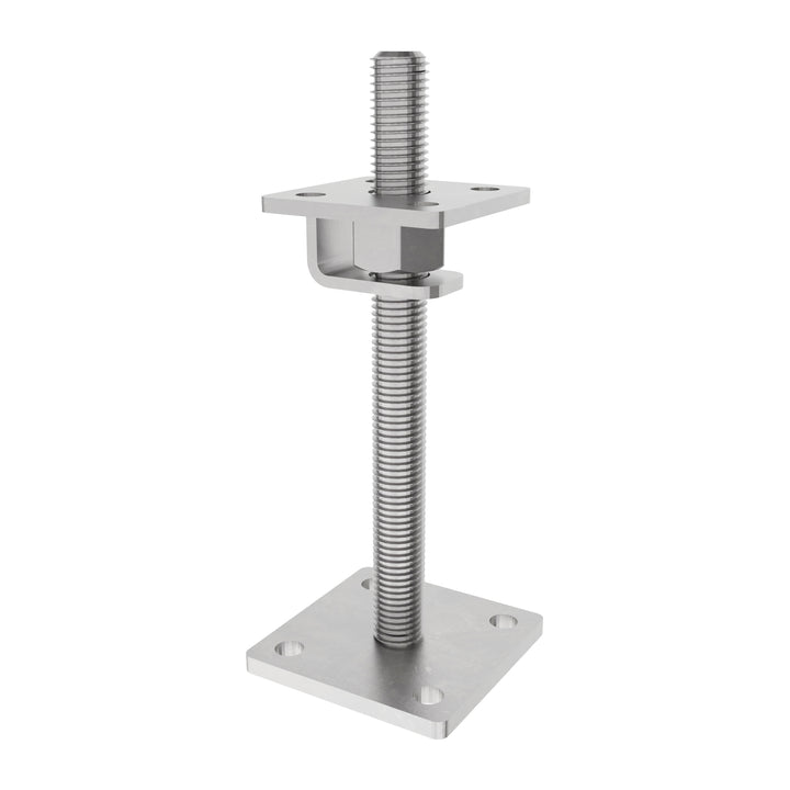 Bolt down height adjustable post support with hook