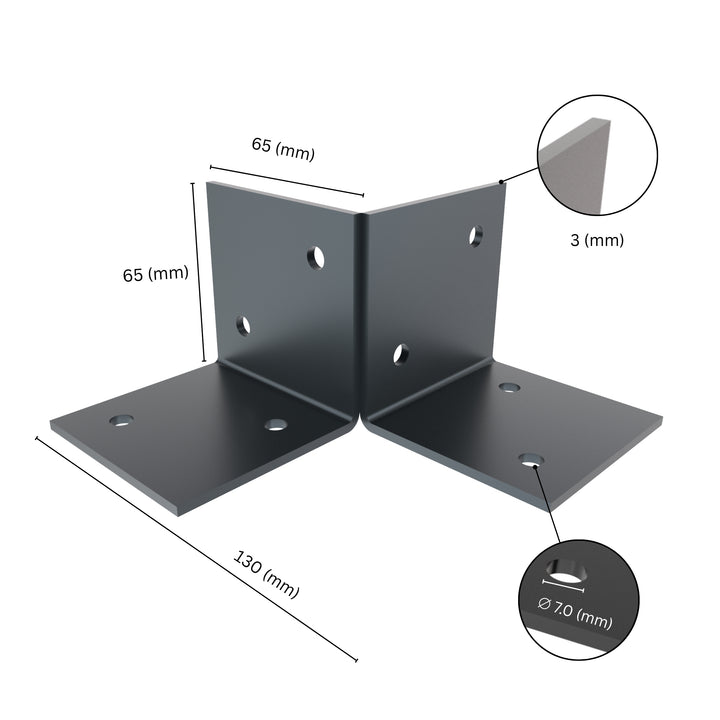 pergola floor bracket with labeled dimensions.