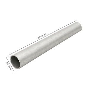 Steel pipe Ø27 mm x 500 mm with labeled dimension.
