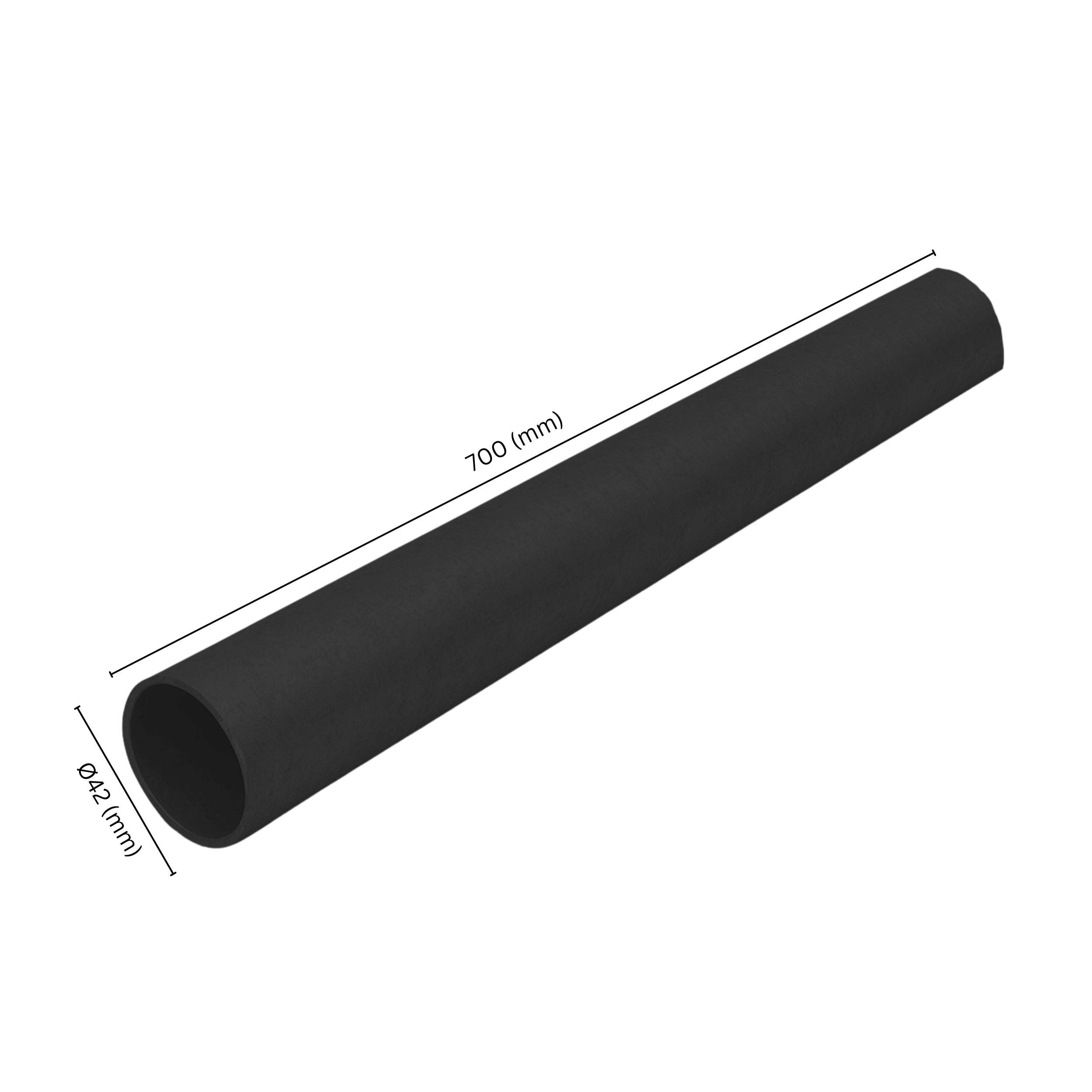 Steel pipe Ø42 mm x 700 mm with labeled dimension.