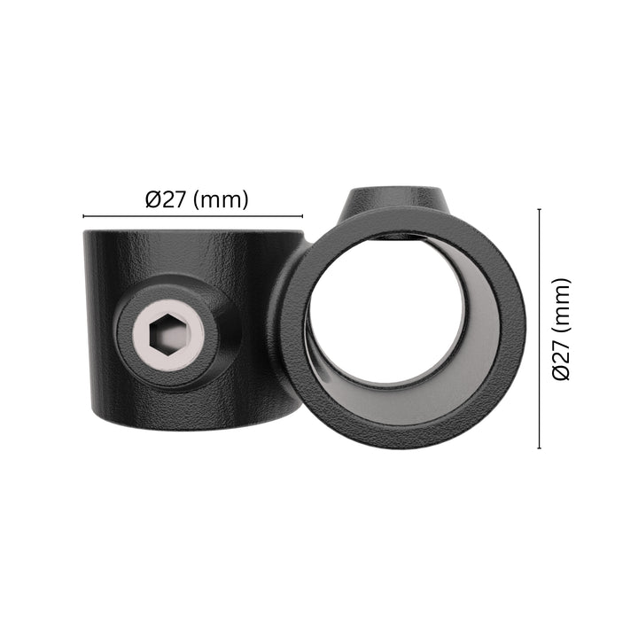 Offset 90° Crossover Key Clamp 27 mm with labeled dimensions.