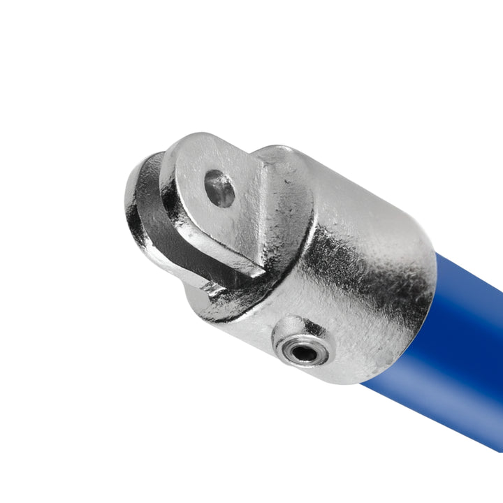 Female swivel tube clamp attached to tubular pipe.