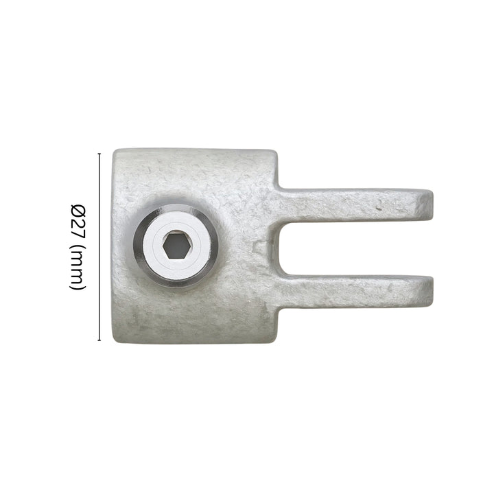 Female Swivel Tube Clamp 27 mm with labeled dimension.
