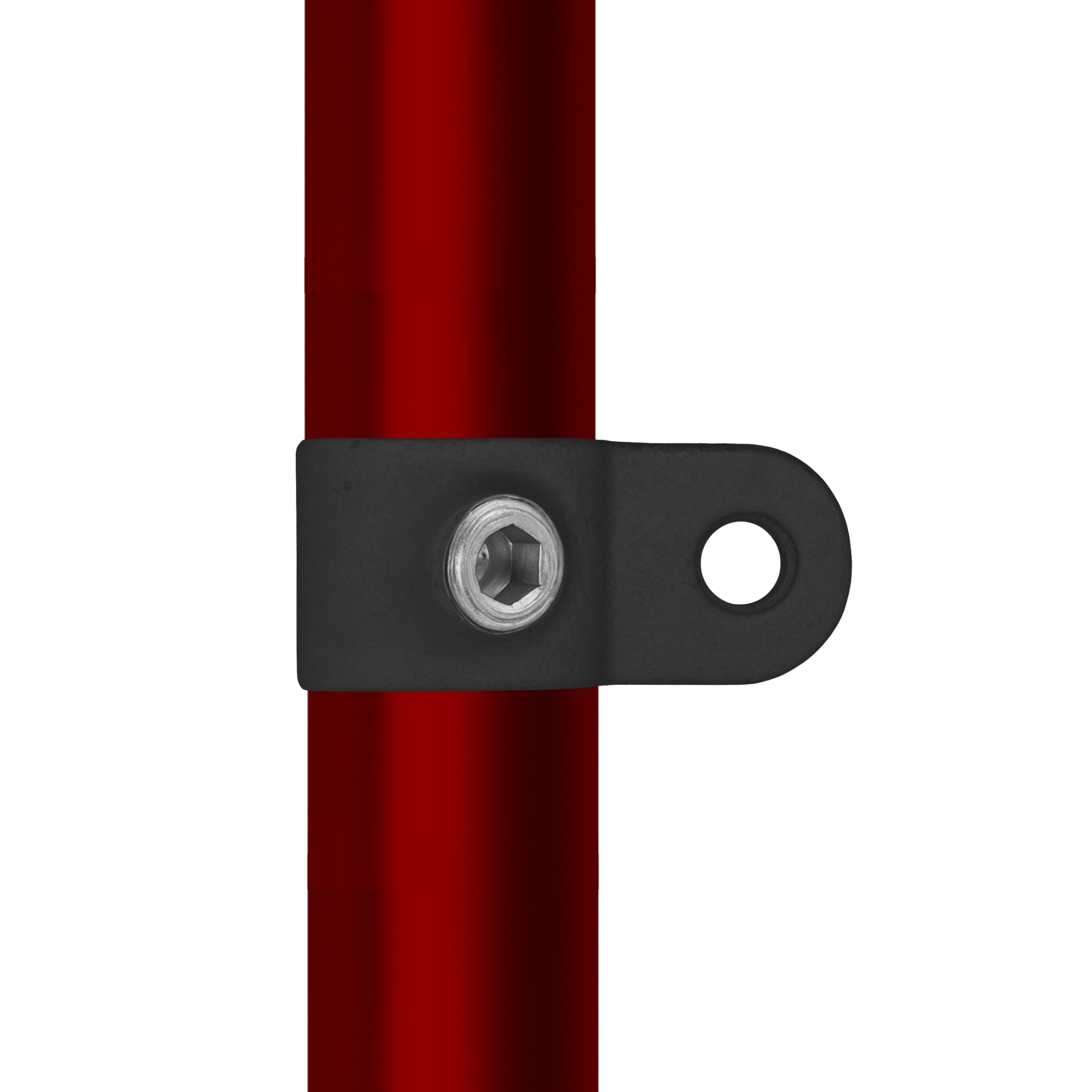 Single male swivel tube clamp attached to tubular pipe.