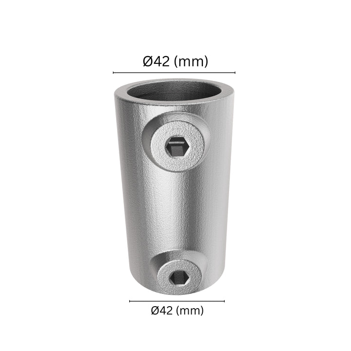 Inline External Tube Connector 42 mm with labeled dimension.