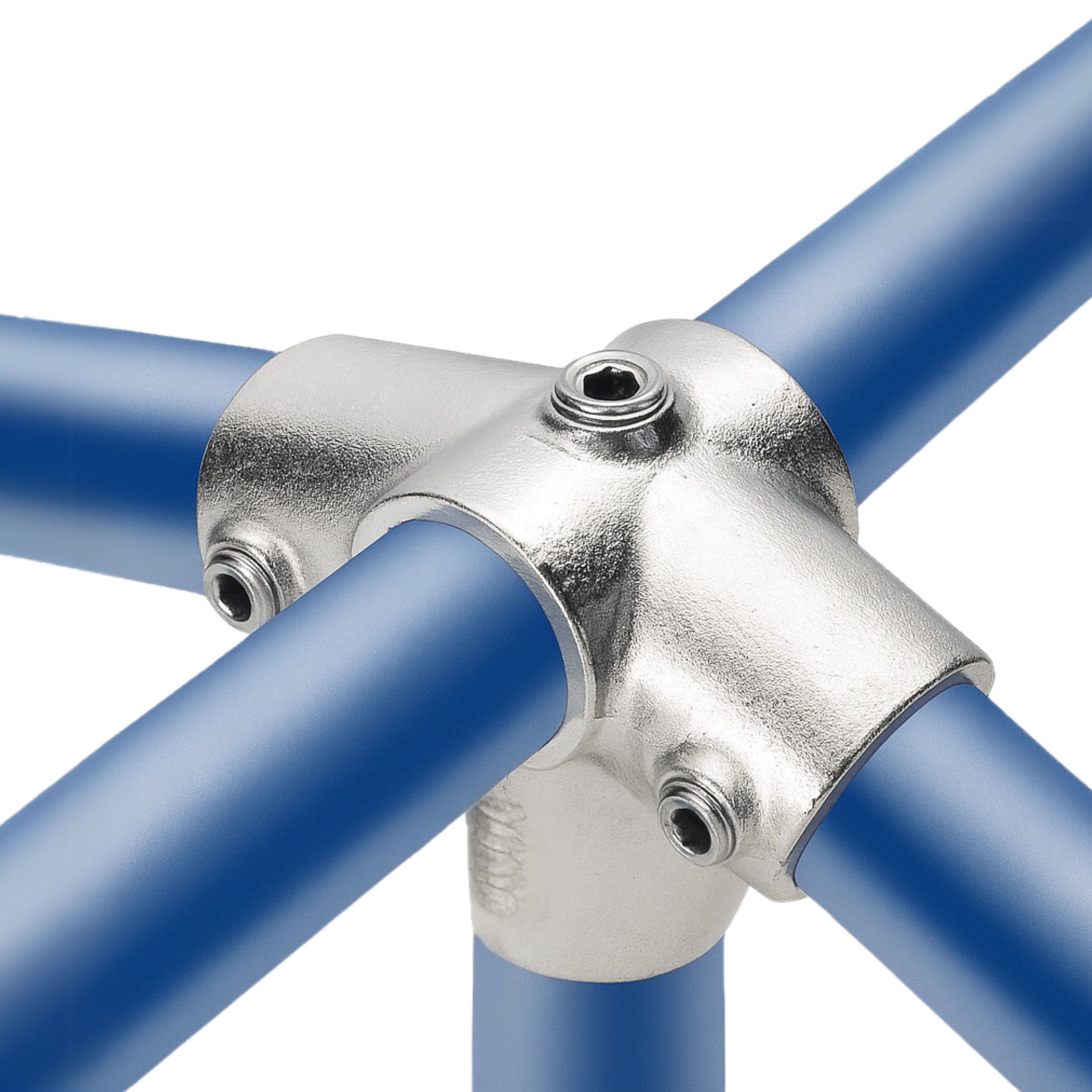 Four tubes attached to a ridge fitting clamp angled at 27½ degrees.