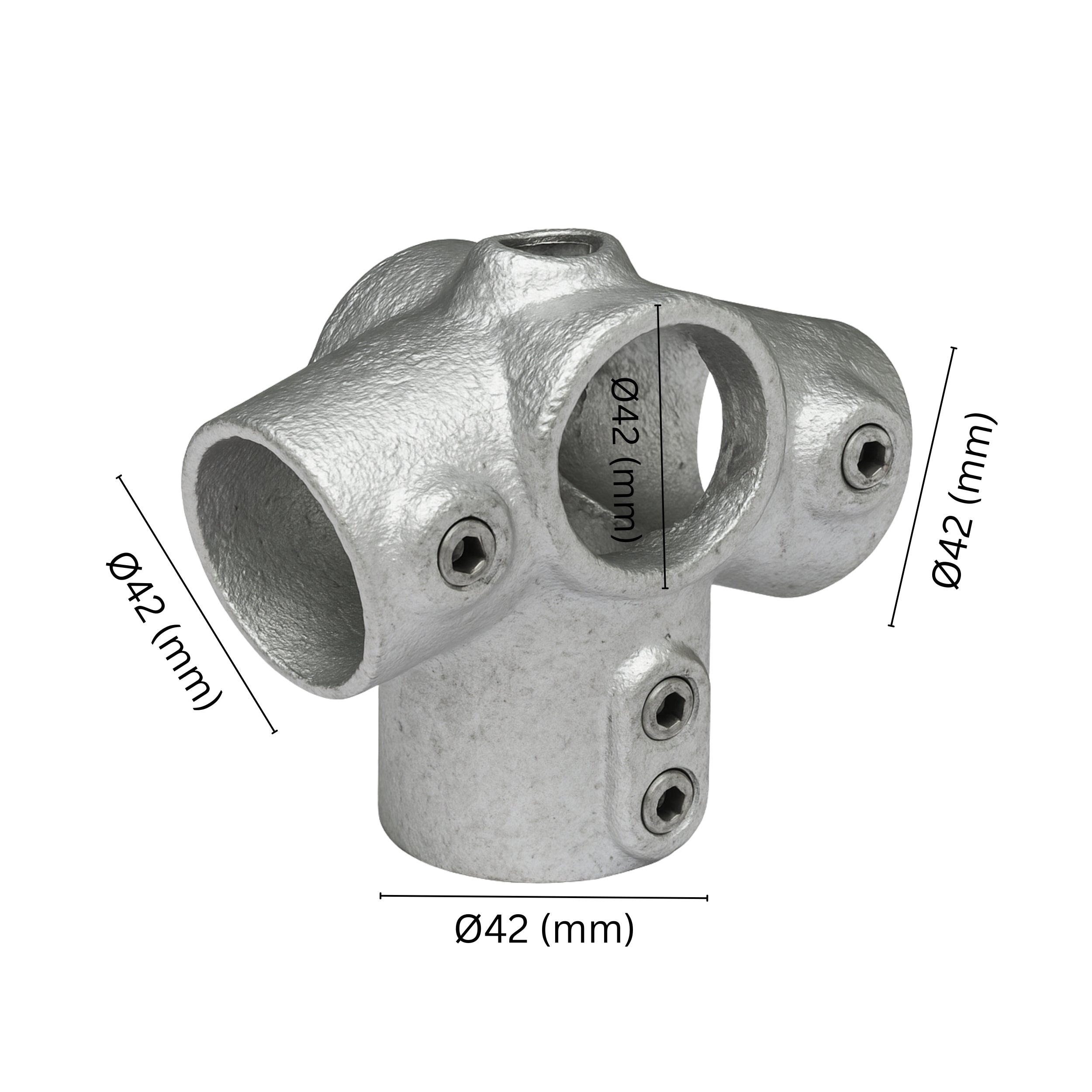 Ridge fitting tube clamp fitting 42 mm with labeled dimension.