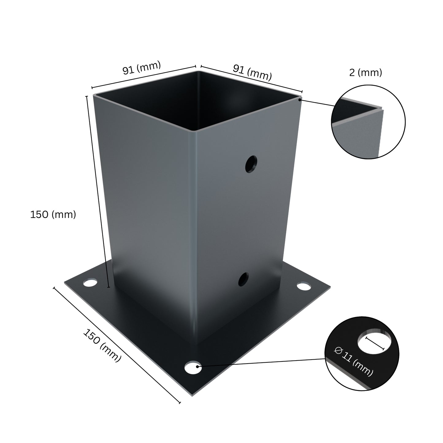Square bolt down post support base