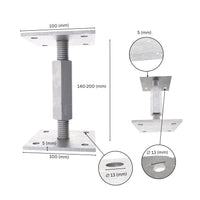 Adjustable post support with lock and long nut