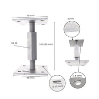 Adjustable post support with long nut