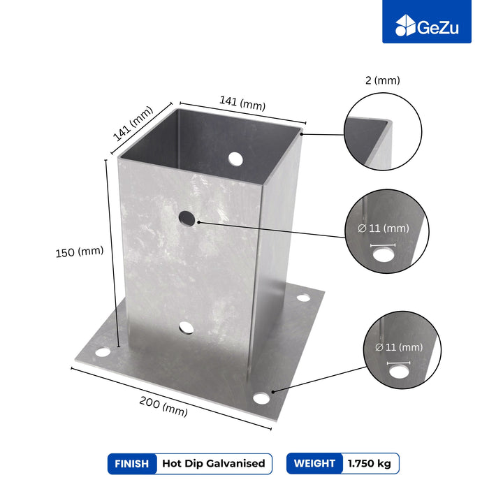 Square Bolt Down Post Support Base | Post Shoe