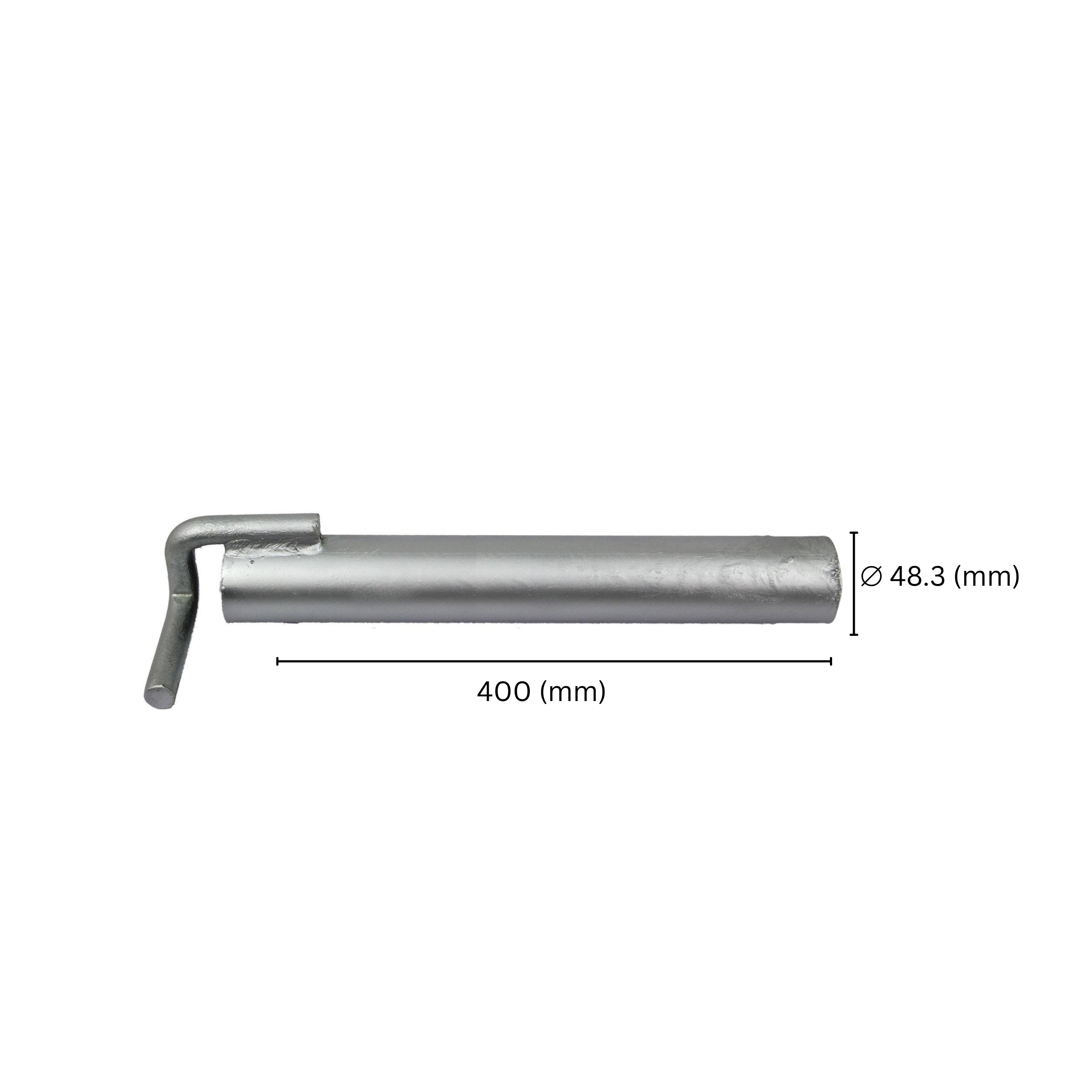 Scaffold wall tie anchor tube showing labeled size and dimensions.