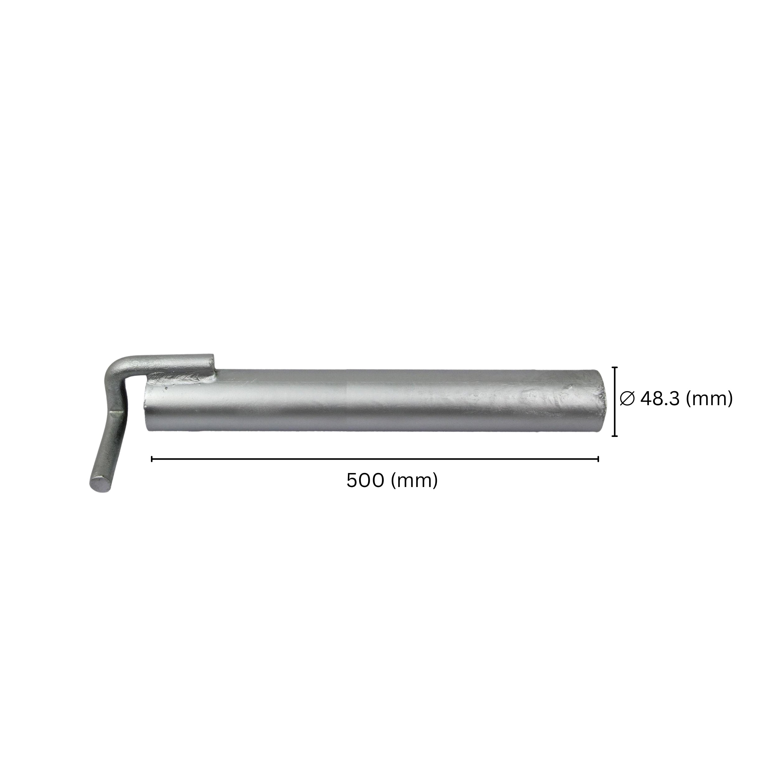 Scaffold wall tie anchor tube showing labeled size and dimensions.