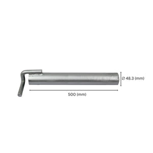 Scaffold wall tie anchor tube showing labeled size and dimensions.
